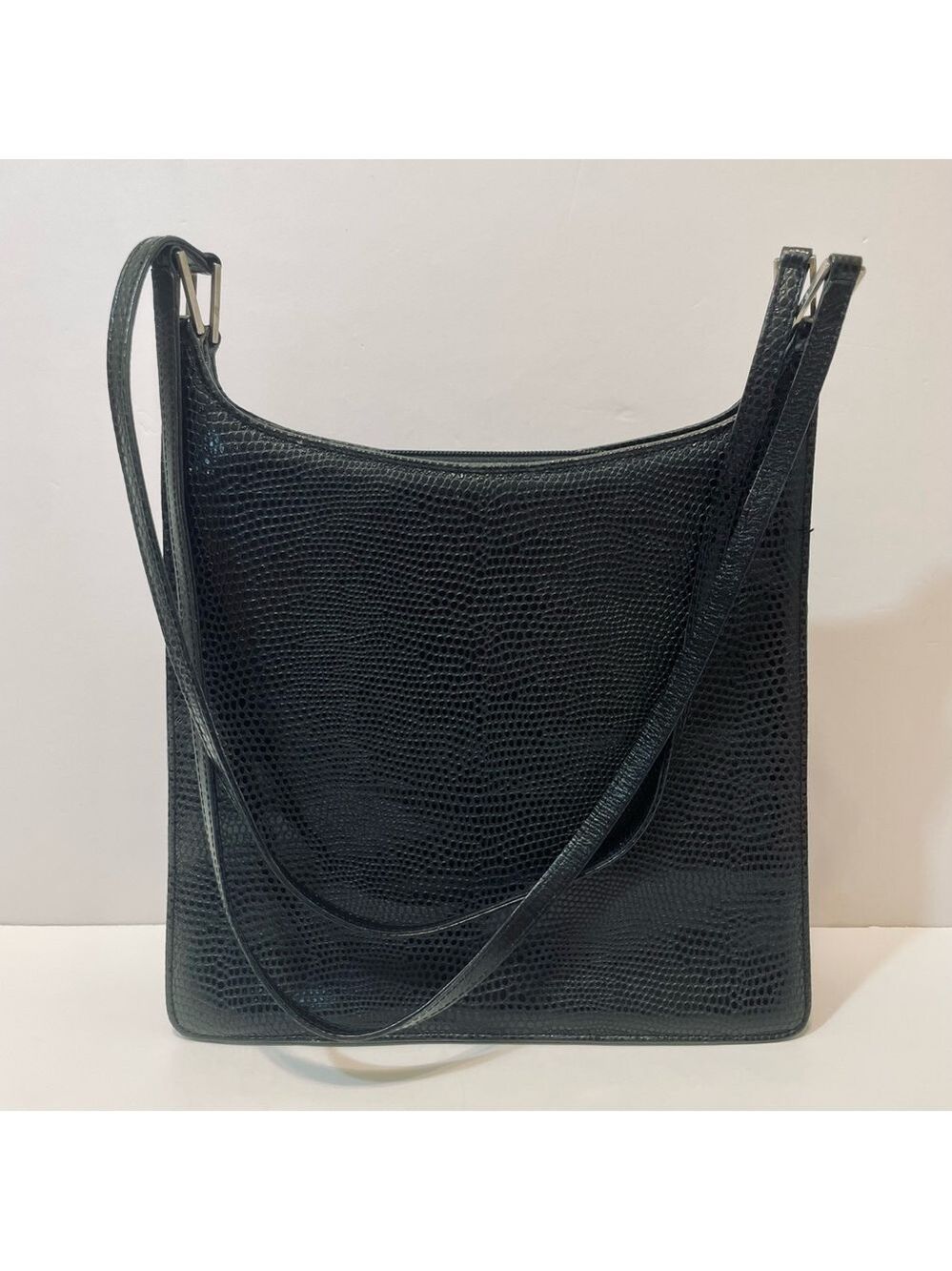 Stuart Weitzman Black Textured Leather Shoulder Bag EUC